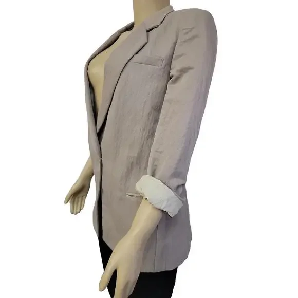 Elizabeth & James oversized boyfriend blazer Jacket TAN Size 8 Women's #003 - Picture 9 of 12
